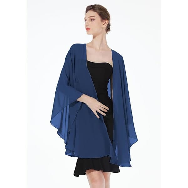 Chiffongscarf Sjal Bolero Dam för Festklänning Bröllop Kungsblå