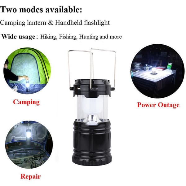 Solcelle campinglampe, USB-opladelig, Nødlampe