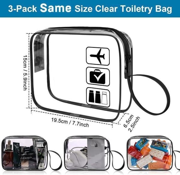 1 X Transparent Necessär, Unisex Necessär, Perfekt för Kabintransport