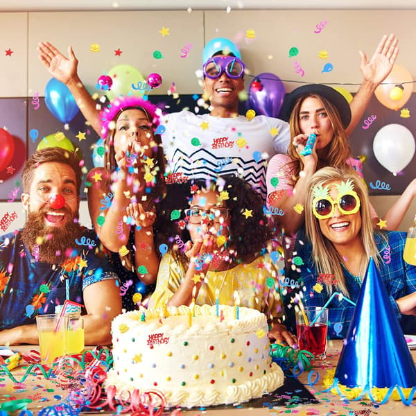 6000 stk. Happy Birthday farvet papir Multicolor folie