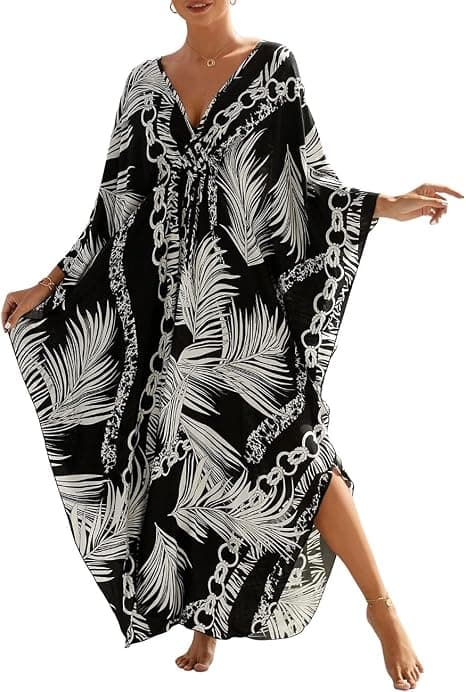 Kaftankjoler Badedragt Cover Up til kvinder Plus Size Dyreprint Kaftan Resort Kjole