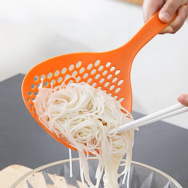 Kitchen Long Handle High Heat Resistant Colander Utensil Orange orange