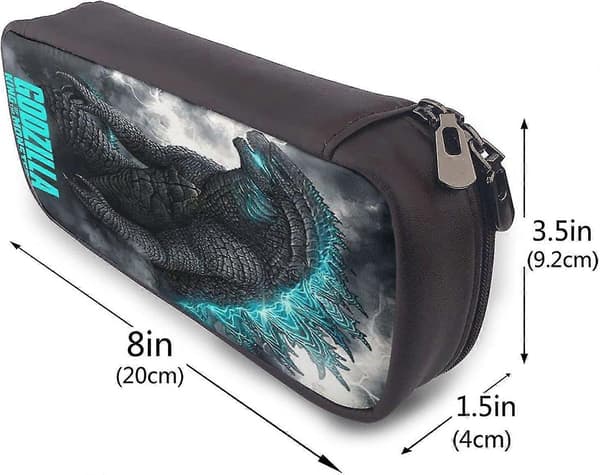 Godzilla 1 Leather Pencil Case Large Capacity with Zipper Big Storage Pen Pencil Case Box Organizer Practical Bag Holder bd006104