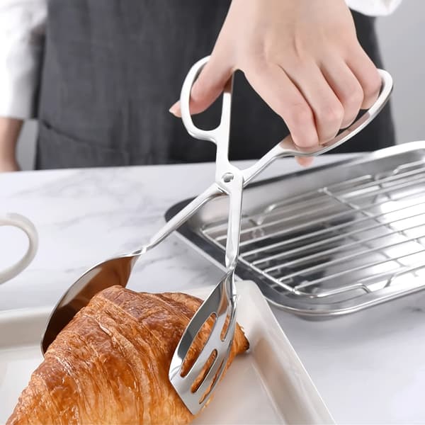 Rustfrie tenger, 25 cm varmebestandige for grilling og salatservering silvery