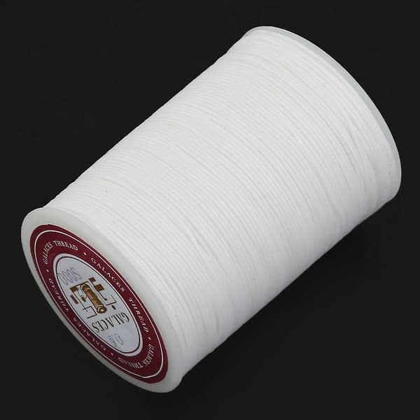 3 ruller (85m) hvid, sort og beige vokset tråd til armbånd/halskæder 0,6 mm
