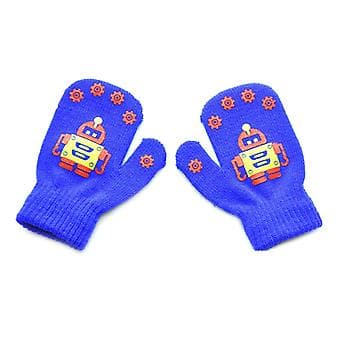 Strikkede vinterhansker for barn, varme helfingerhansker for 1-4 år gamle barn Blå Blue