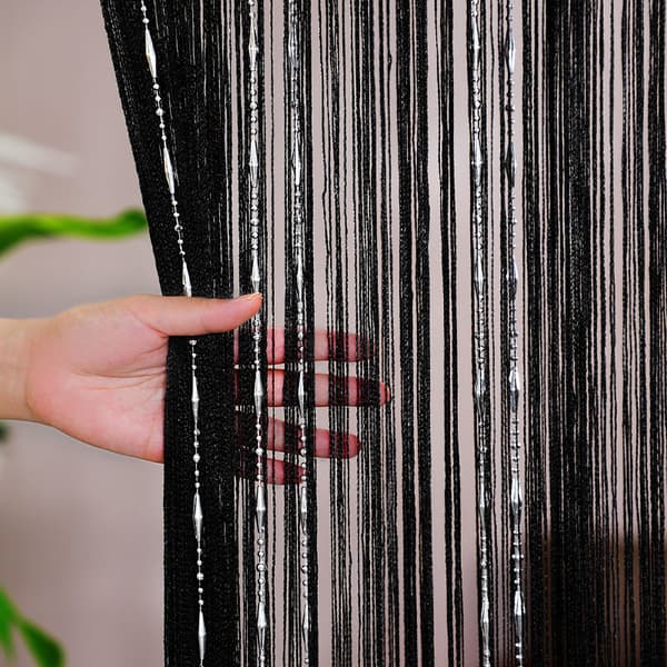 String Curtain 100x200cm Black Drape Window Decorations Room Divider Room Decorations Simple Curtain for Windows