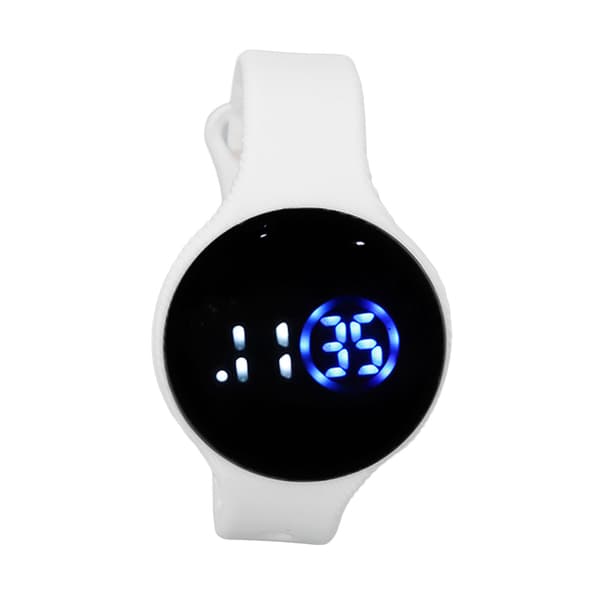 Kids Digital Watch, Waterproof Silicone Strap, Scratch Resistant LED Electronic Watch for Students, White