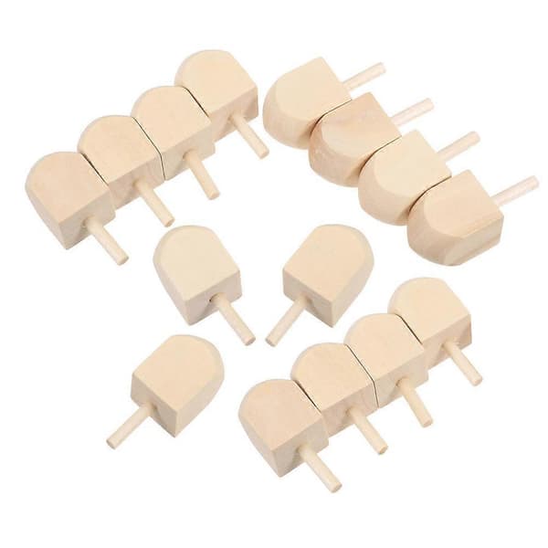Ubehandlede Træ-dreidel'er 15 stk. Lysegule Hanukkah-dreidel'er til Børnefester DIY
