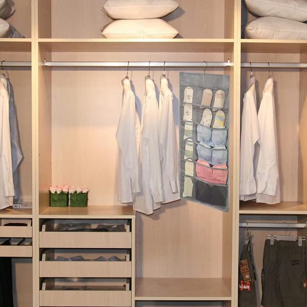 (Grå - 30 Rum) Hængende Opbevaring - 30 Rum Hængende Garderobe