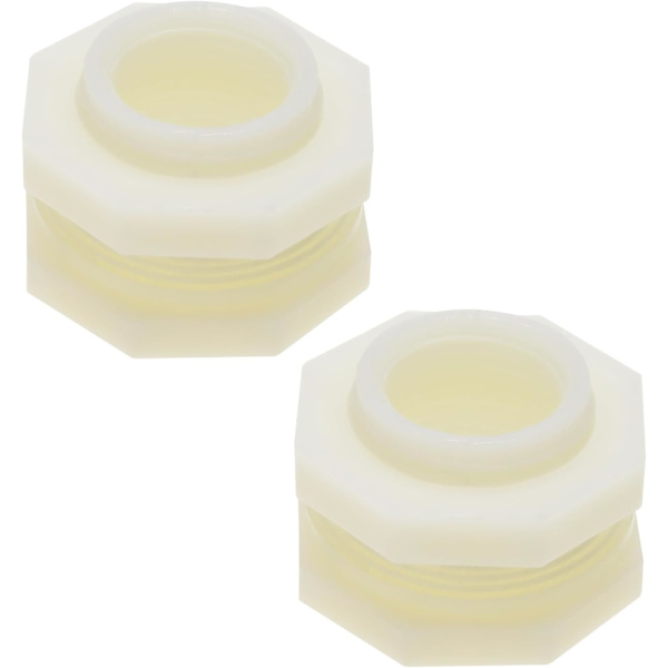2-pack ABS Bulkhead Fitting with Plug - Plastic Water Tank Connection Adapter