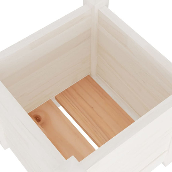 Plant box white 31x31x31 cm solid pine