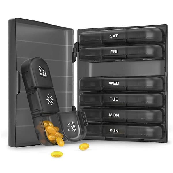 Pill Box 21 Compartments 3 Times a Day Large Compartments Waterproof Dustproof Weekly Pill Organizer Portable