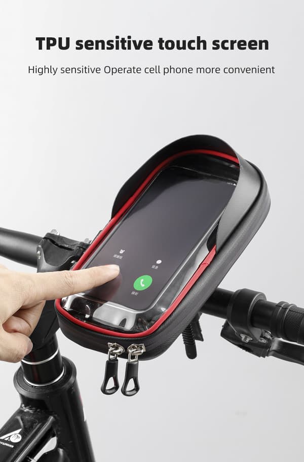 (Black) Waterproof Reflective Bicycle Phone Holder, Bike Frame Hand