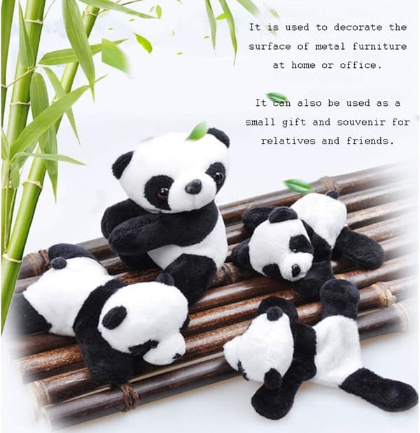 4-delars Panda Kylskåpsmagnet, Söt Mjuk Plysch Panda 3D Kylskåpsdekal