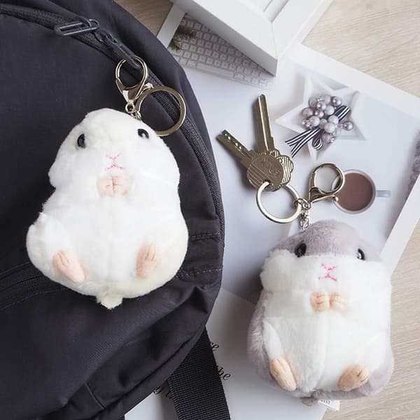 Sæt med 2 søde hamster plys nøglering tøjdyr nøglering