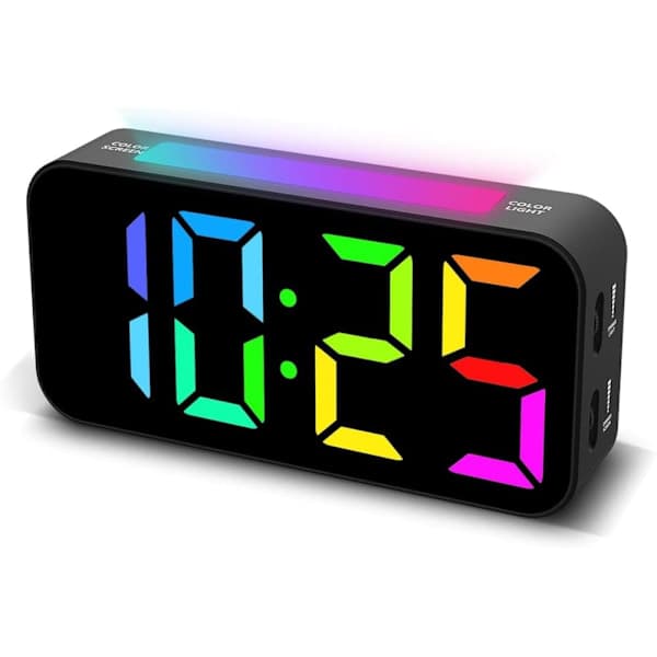 Loud Alarm Clocks for Bedrooms, Digital Bedside Clock with Projection and Night Light, Large Display, Dual Alarms, Dimmable