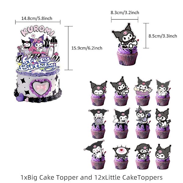 Sanrio Kuromi Lastenjuhlat Koristeet Setti Ilmapalloilla Banneri Kakunpäällinen Tarvikesarjat