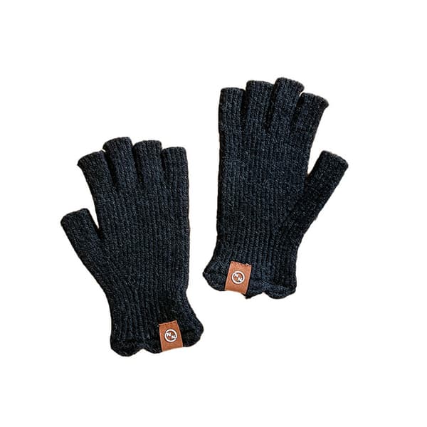 Stickade Handskar - Spetshalvfinger Svart