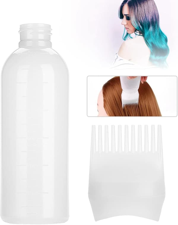 Hair Dye Bottle (White), Hair Dye Comb Applicator, Essential Hair Dyeing Tools, Root Comb Applicator, Hair Dye Bottle
