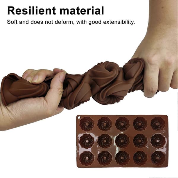 Jikaixiang Silikonekageform 15-hullers Spiral Kageform Non-Stick Bageform til Kager Bagværk Mousse Dessert