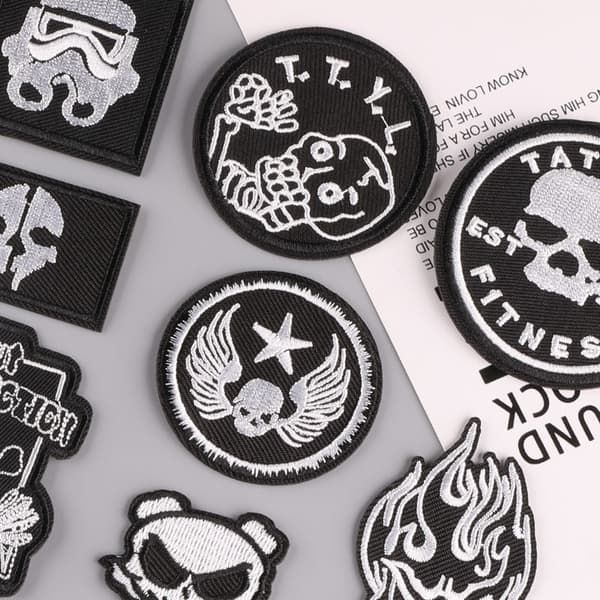 Embroidered Iron-On Patches, (Skull/Punk) 16PCS Patch Sticker, Vint