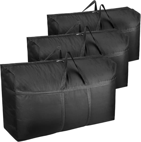 3 Pieces 180L King Size Storage Bag with Zipper, Thicker Oxford Fabric