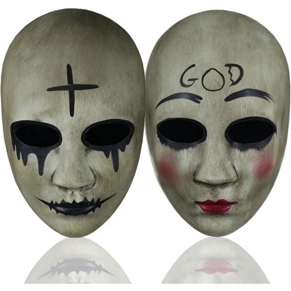 Ubauta Purge Mask för vuxna Halloween-kostymer: Skrämmande skräckkors och gudansiktsmasker Cross & God Masks