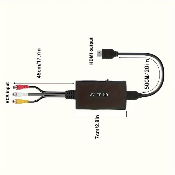 RCA till HDMI-omvandlare Komposit till HDMI-adapter Stöder 1080p PAL/NTSC