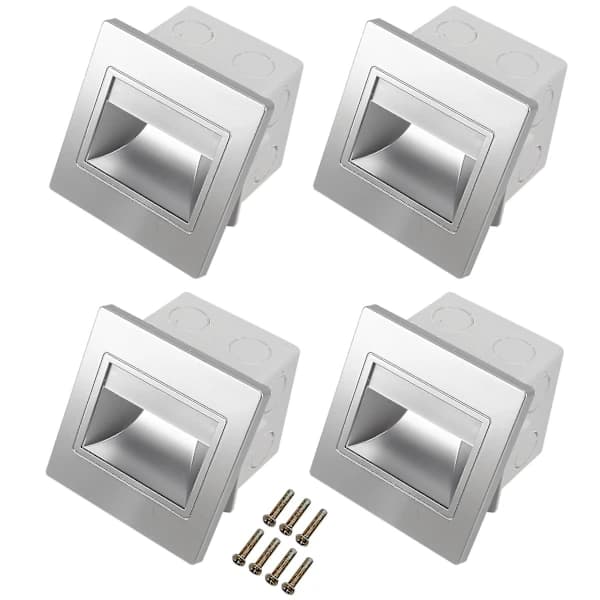 4 pcs Stair Lights LED 3W LED Recessed Wall Lights Footlights Step Lights Indoor Backlight NigBY
