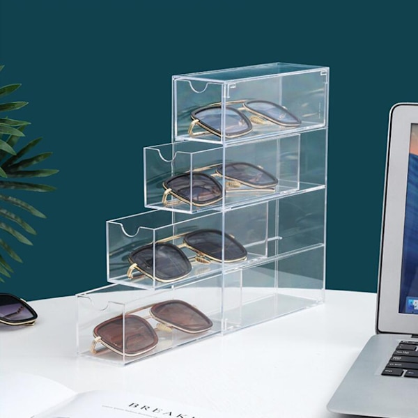 Akryl Material Glasögon Förvaringslåda Stapelbar Transparent Låda för Sovrum Four Layer