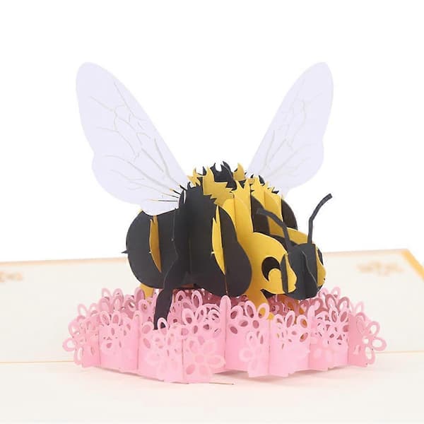 Creative Bee Flower 3D Pop Up Paper Greeting Card Thanksgiving Birthday Gift