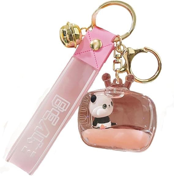 Söpö kelluva panda karhu avaimenperä Kawaii Anime Motion Liquid Quic