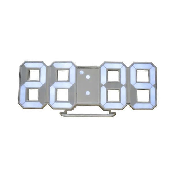 3D LED Digital Wall Clock Large Luminous Alarm Clock Silent Snooze Function Adjustable Brightness 12/24 Hour Date/Temperature Display By [DB]