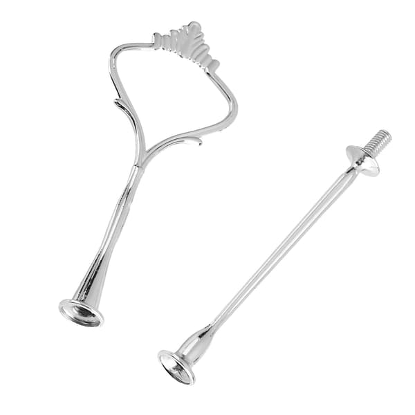 Multilayer Cake Stand Handle Fruit Plate Fittings Holder (2-layer Crown Silver)