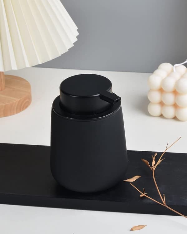 1-pak - Sort - Sæbedispenser - Lotionflaske - med - Stor - Pumpe - 400ml - Egnet - Badeværelse - Bruser - Keramik - Moderne