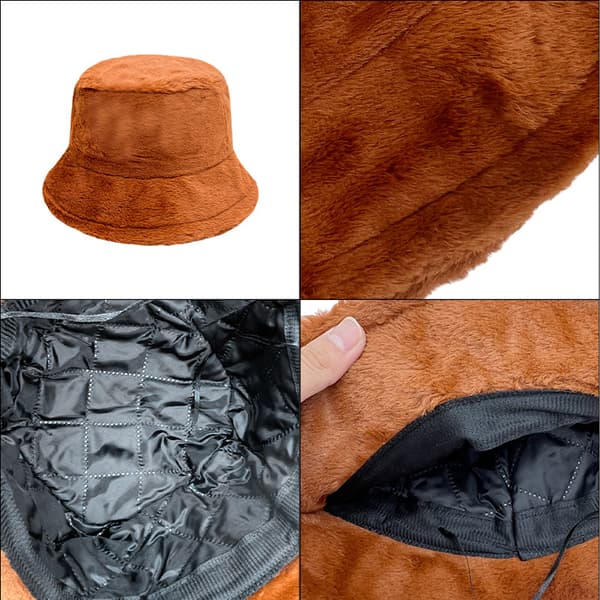 Bøttehatt med varm vinter for kvinner og menn, fluffy gaver til kvinner og jenter M (56–58 cm)