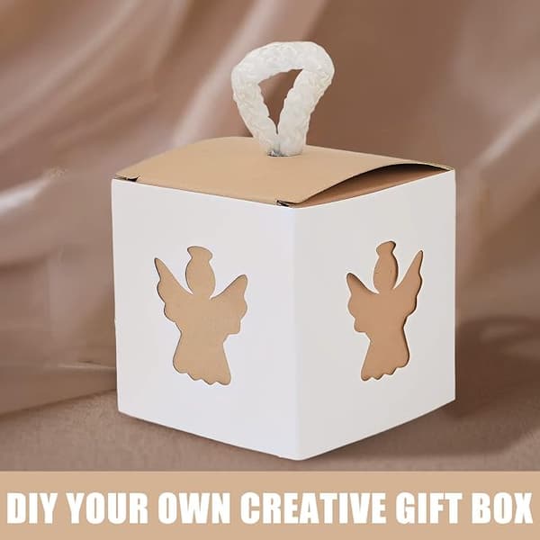 50-pack chocolate boxes: small white and brown gift boxes with