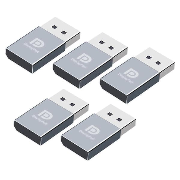 5 stk 4K Displayport Dummy Plug DP Virtuell Skjerm EDID Headless Ghost Emulator Grafikkort Cheater EDID Display Cheat Grå Gray