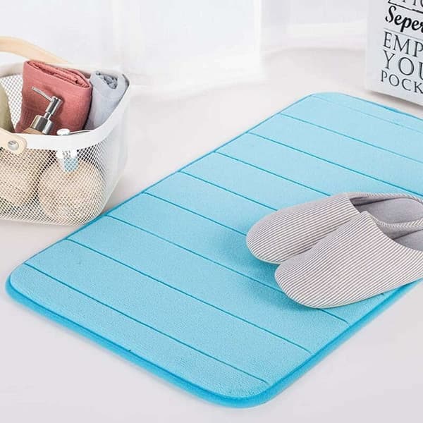 Non-slip memory foam bathroom mat for bathroom, microfiber (sky blue, 40 x 60 cm)-