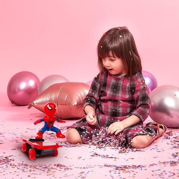 Spider Man Legetøjsbil til Børn, Spider Man Køretøj med Lyd og Lys, 360° Stunt Legetøjsbil, Spid