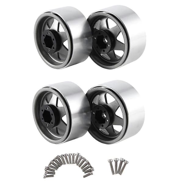4 stk 1,9 tommer metal Beadlock hjulnavsfælg til 1/10 RC Crawler Axial SCX10 II III TRX4 D90, Grå