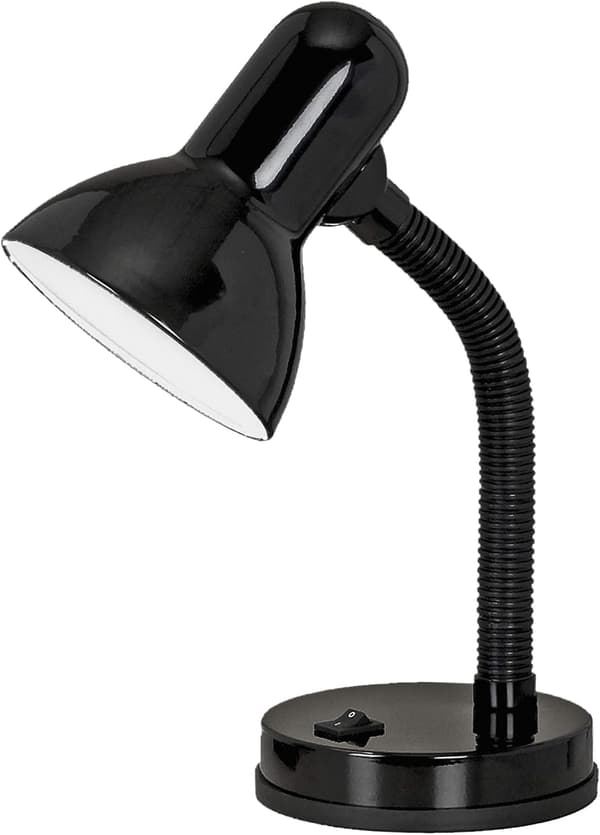 Enkel nattbordslampe, skrivebords- og leselampe i stål og glass