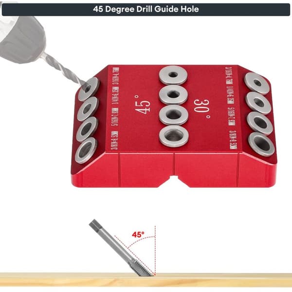 Hole Guide Jig Angle Drill 30/45/90° for Angled and Straight, Offset Screw Drilling Template - Cable Body, 4 Drills
