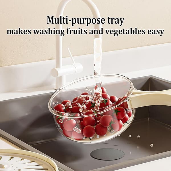 Kitchen Fruit Drain Basket, Multifunctional Drain Bowl, Fruit and Vegetable Washing Bowl with Lid, Kitchen Double-Layer Drain Basket with