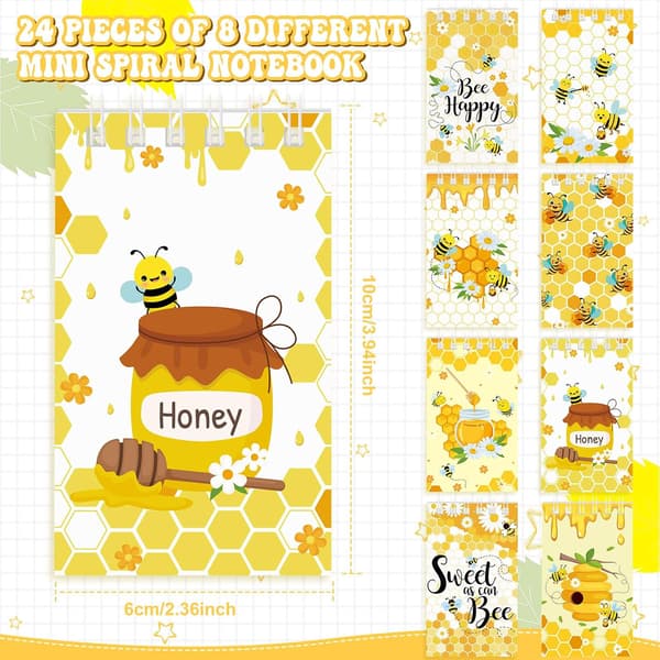 24 stk. mini-bi-notesbøger i bulk spiral-lomme-notesblokke -