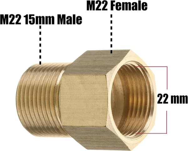 M22 15mm Højtryksrenserforbindelse 1# M22 15mm Han til M22 14mm Hun