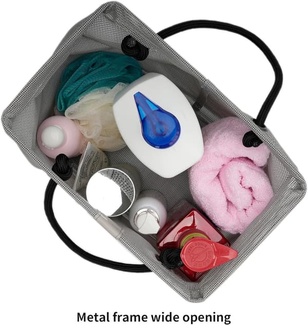 Bathroom Storage Rack - Shower Caddy - Suitable for Bathrooms, Dorms, Campsites, and Gyms - Small Grey
