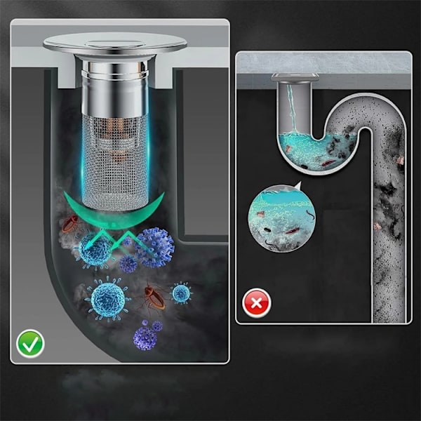 Vaskeprop/Afløbsprop med filter til køkken og badeværelse_MGF 2-Pack