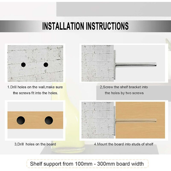 Metal Bracket for Floating Shelf, 3 Inch Concealed Mounting Bracket. Hidden Bracket for Wall Mounted Floating Shelf